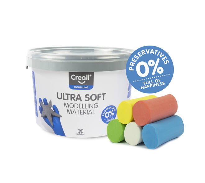 Klei Creall Play-it Ultra Soft helder rood/blauw/groen/geel/wit 1100gr
