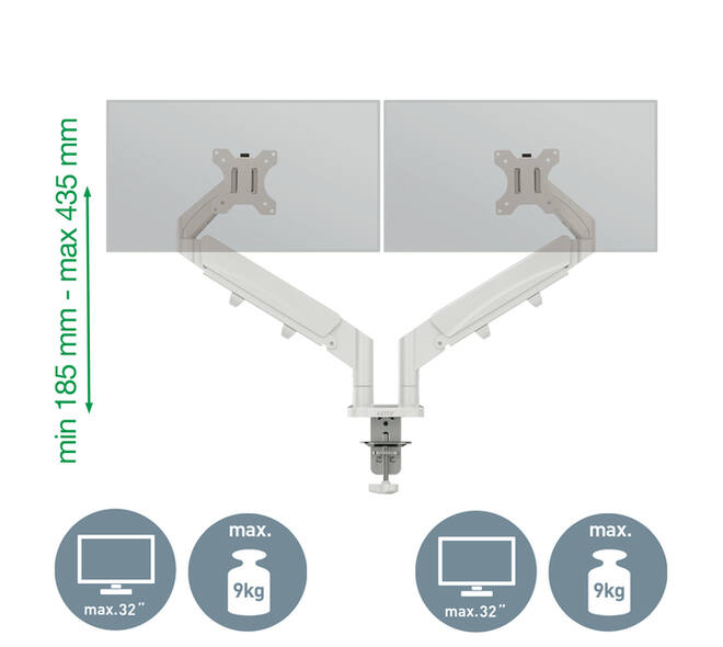 Monitorarm Leitz Ergo ruimtebesparend dubbel grijs