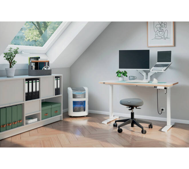 Monitorarm Leitz Ergo ruimtebesparend dubbel grijs
