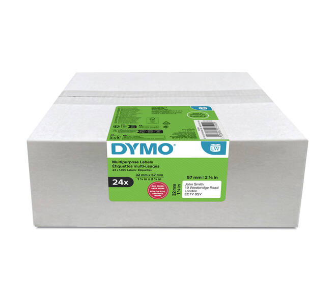 Etiket Dymo LabelWriter multifunctioneel 32x57mm 24 rollen á 1000 stuks wit