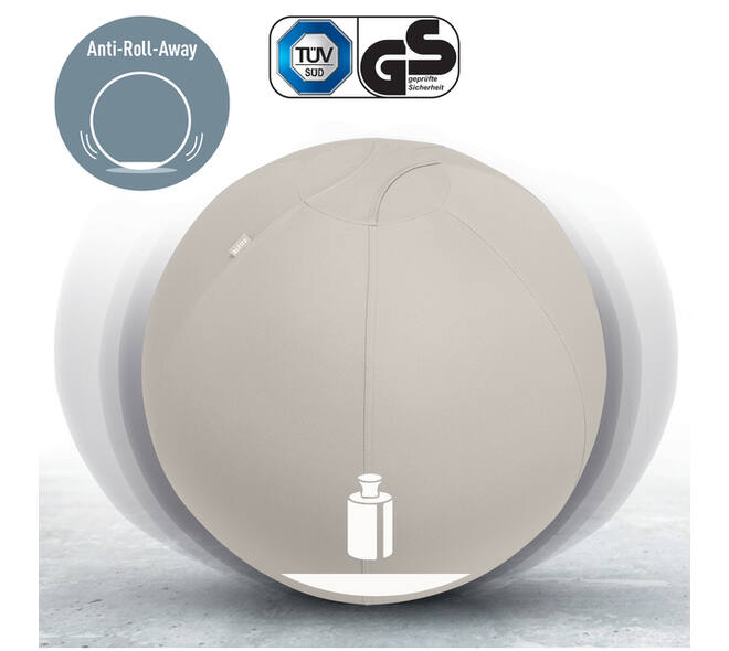 Actieve zitbal Leitz Ergo 65cm anti-rol lichtgrijs