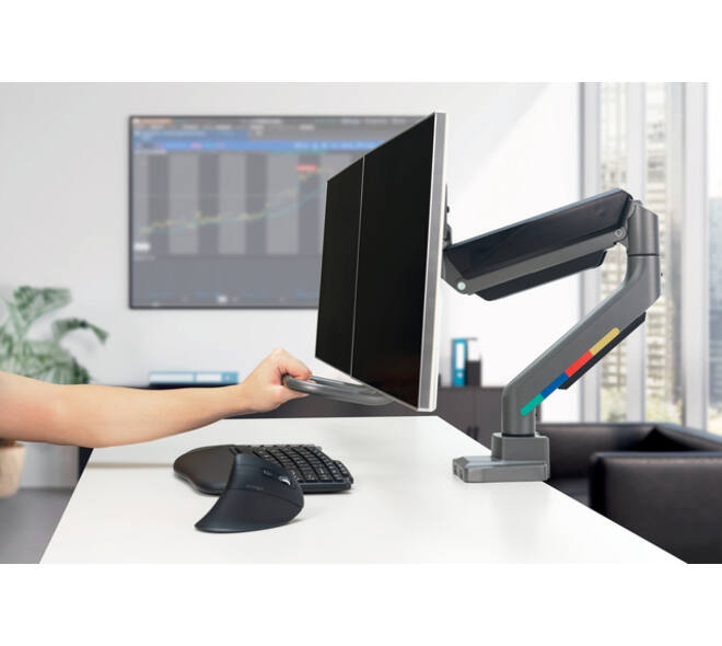 Monitorarm Kensington SmartFit dubbel dwarsbalk en handgreep