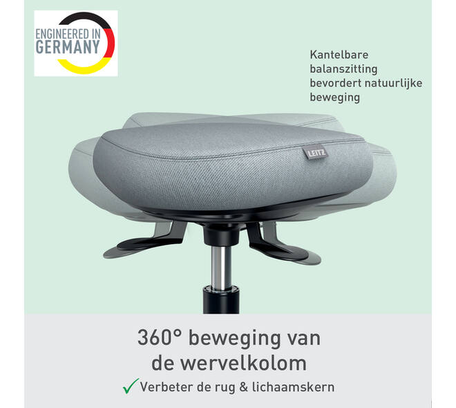 Actieve zitkruk Leitz Ergo met wieltjes en wiebelkussen