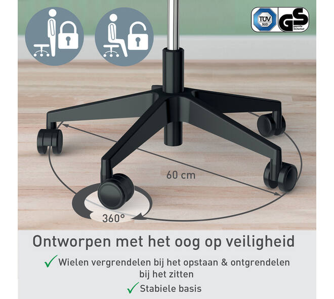 Actieve zitkruk Leitz Ergo met wieltjes en wiebelkussen