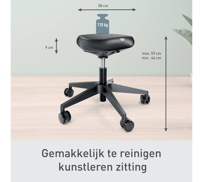 Actieve zitkruk Leitz Ergo met wieltjes en comfortzitting