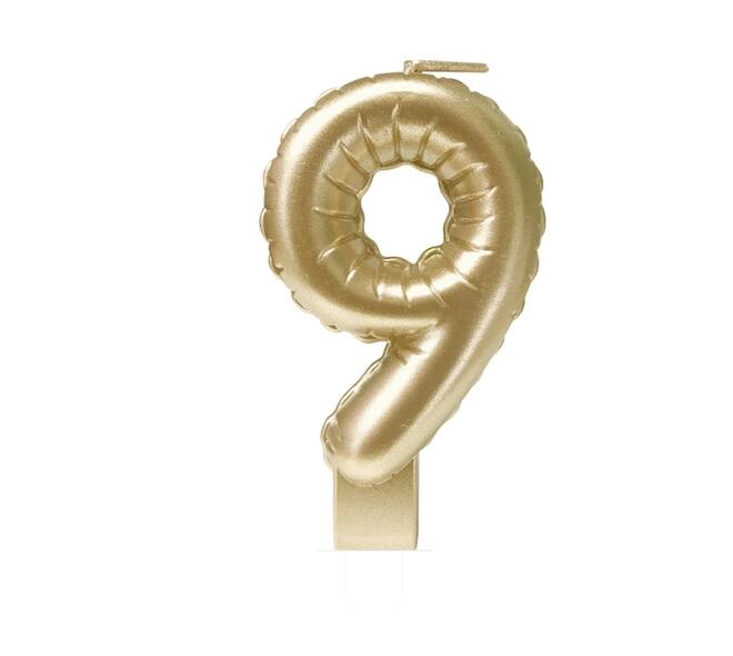 Foil balloon candle gold 9