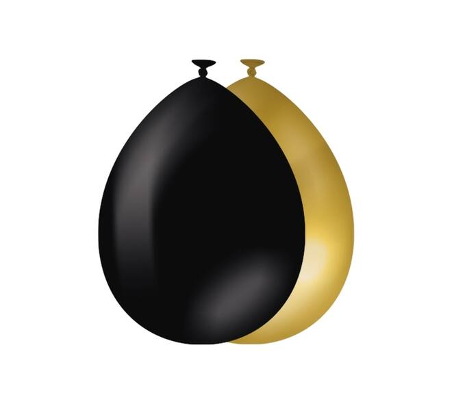 Ballonnen goud en zwart 10 stuks