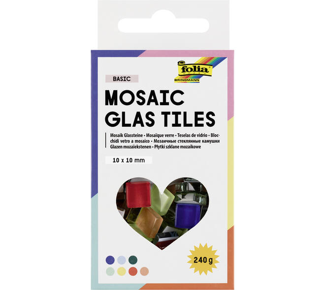 Mozaieksteentjes Folia 10x10mm glas basis assorti