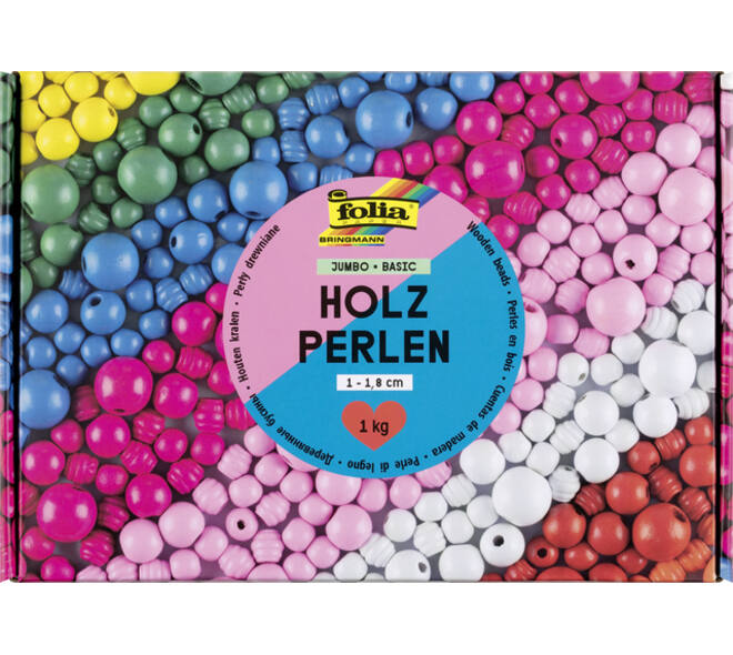 Houten kralen Folia 1000 gram assorti