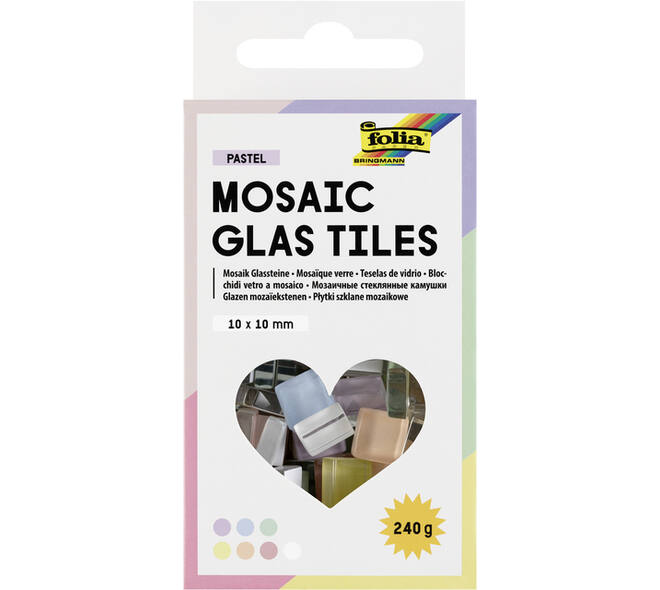 Mozaieksteentjes Folia 10x10mm glas pastel assorti