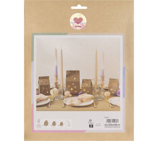 Giftbox Folia Star kraft set à 6 stuks