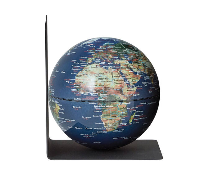 Boekensteun Troika met magnetische globe 13cm blauw-groen