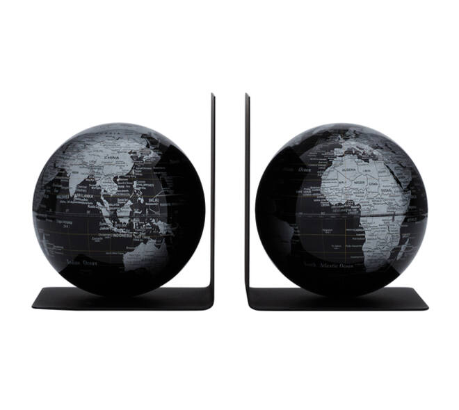 Boekensteun Troika met magnetische globes 13cm set à 2 stuks zwart