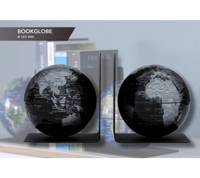 Boekensteun Troika met magnetische globes 13cm set à 2 stuks zwart