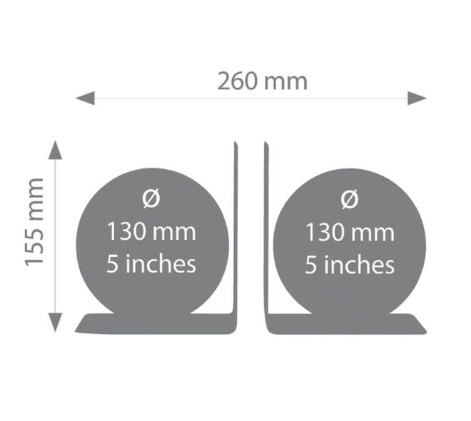 Boekensteun Troika met magnetische globes 13cm set à 2 stuks zwart
