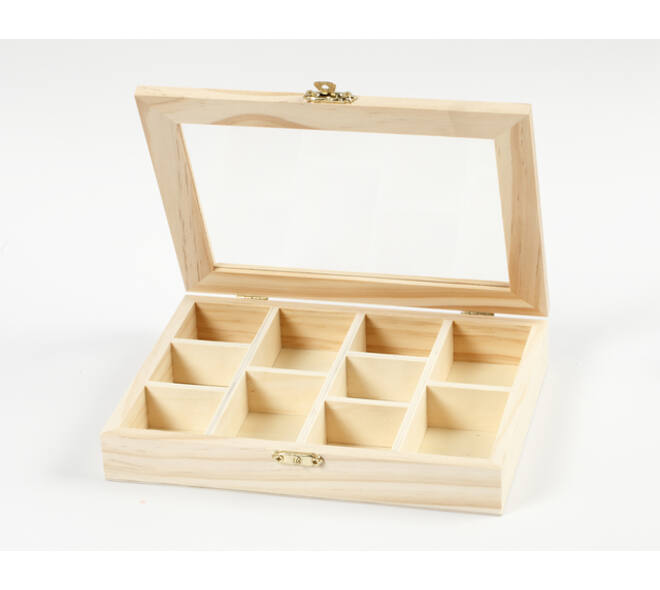 Doos Creativ Company 15.5x20.5x3.5cm hout met glazen deksel