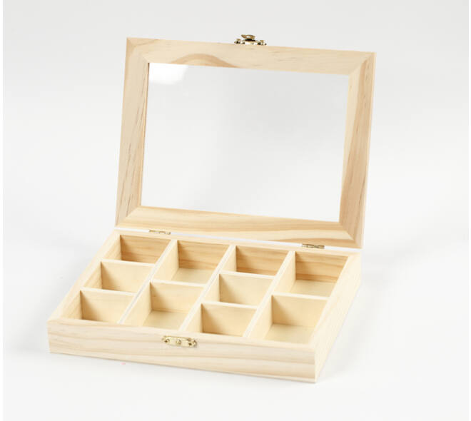 Doos Creativ Company 15.5x20.5x3.5cm hout met glazen deksel