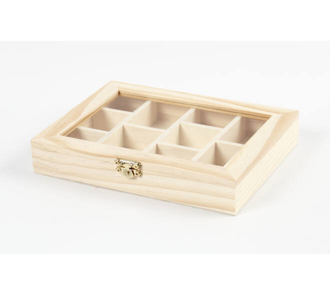 Doos Creativ Company 15.5x20.5x3.5cm hout met glazen deksel