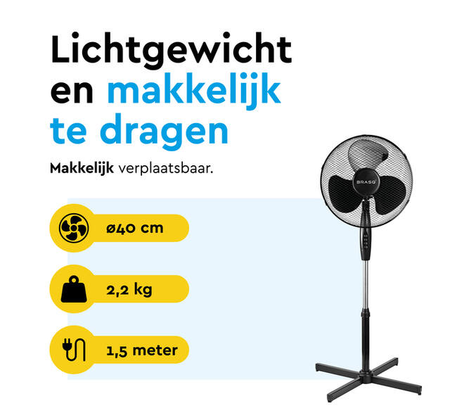 Statiefventilator BRASQ F300 Ø 40cm zwart