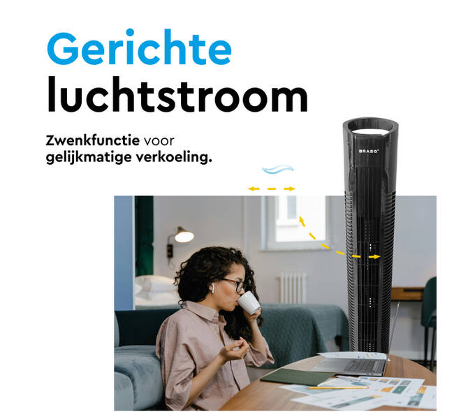 Torenventilator BRASQ F500 H79cm zwart
