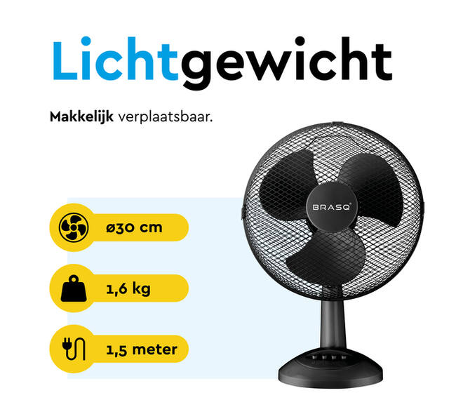 Tafelventilator BRASQ F400 Ø 30cm zwart
