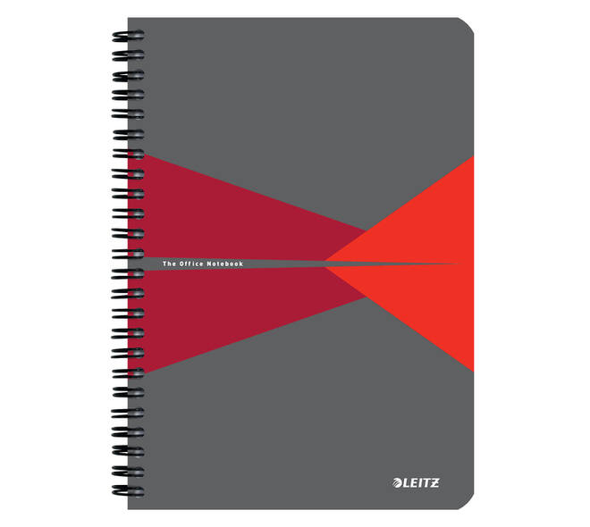 Notitieboek Leitz Office A5 lijn 180 pagina's 80gr grijs rood