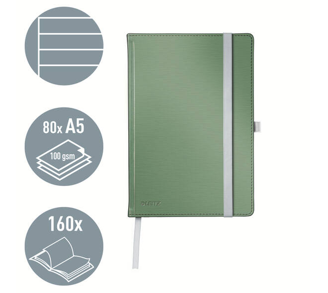 Notitieboek Leitz Style A5 lijn 160 pagina's 100gr groen