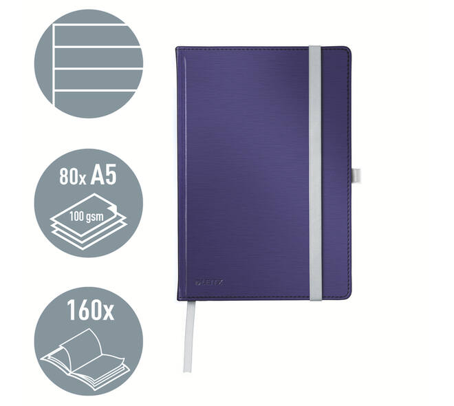 Notitieboek Leitz Style A5 lijn 160 pagina's 100gr blauw
