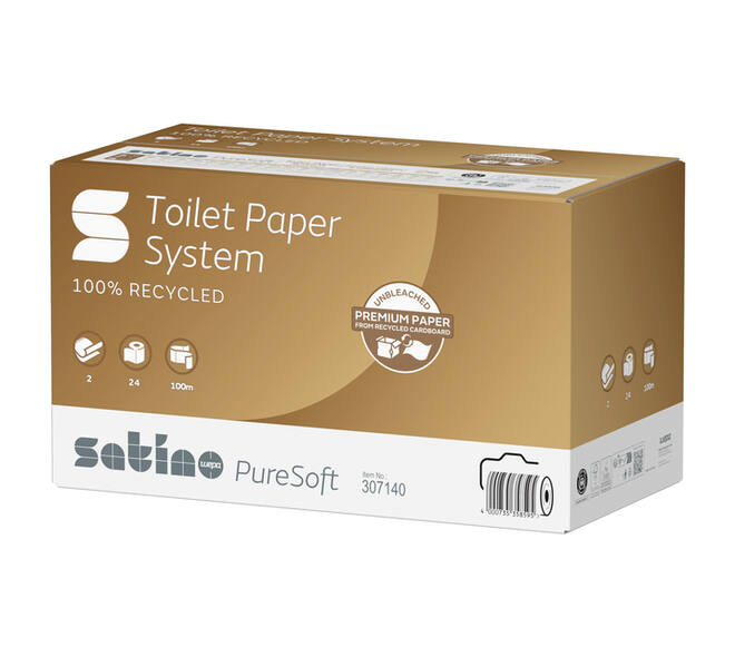 Toiletpapier Satino JT3 PureSoft systeemrol 2-laags 100m naturel 307140