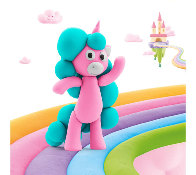 Klei Hey Clay eenhoorn set à 3 delen