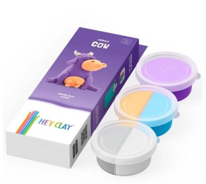 Klei Hey Clay koe set à 3 delen