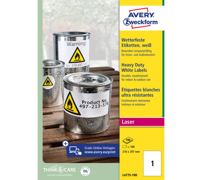 Etiket Avery L4775-100 210x297mm 100 stuks