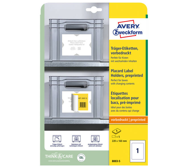 Positioneeretiket Avery 8003 220x160mm bedrukt 5 stuks
