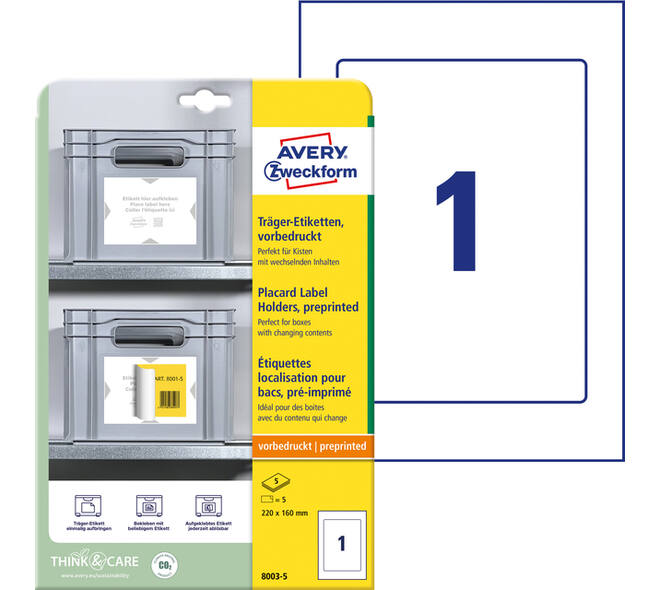 Positioneeretiket Avery 8003 220x160mm bedrukt 5 stuks