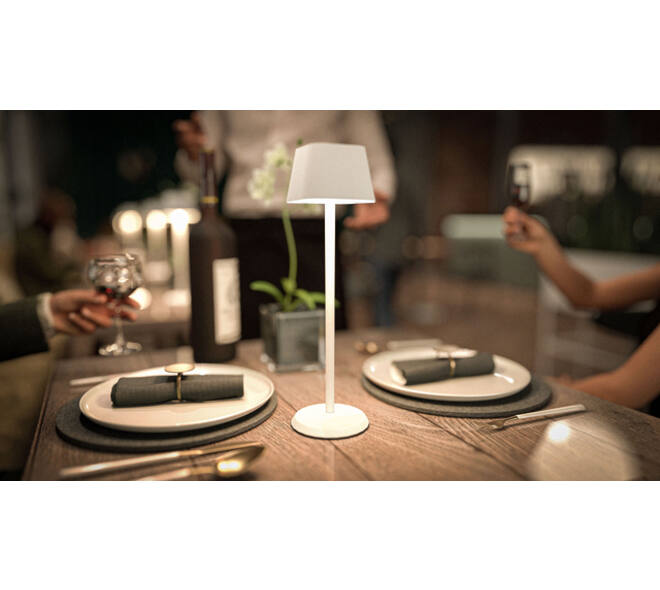 Tafellamp Securit Georgina LED oplaadbaar dimbaar wit
