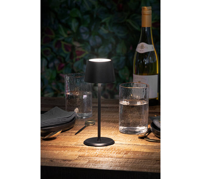 Tafellamp Securit MonteCarlo LED oplaadbaar dimbaar zwart
