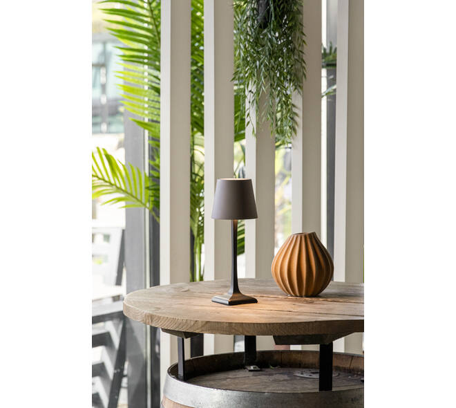 Tafellamp Securit Milano LED oplaadbaar dimbaar taupe-zwart