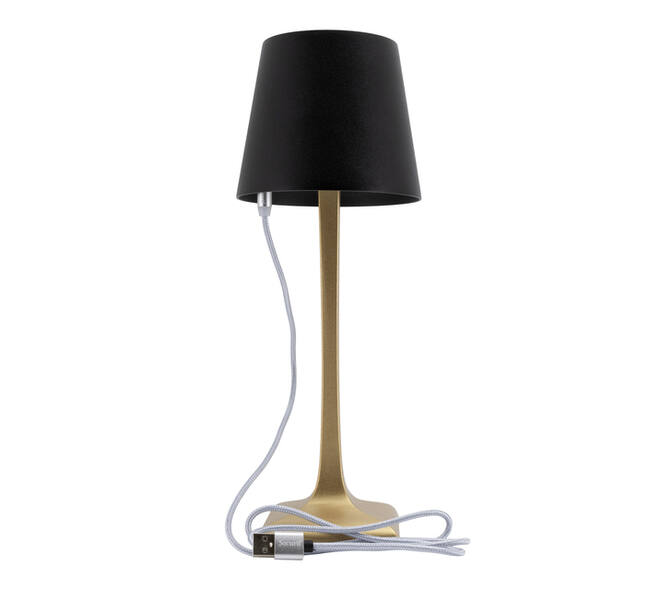 Tafellamp Securit Roma LED oplaadbaar dimbaar zwart-goud