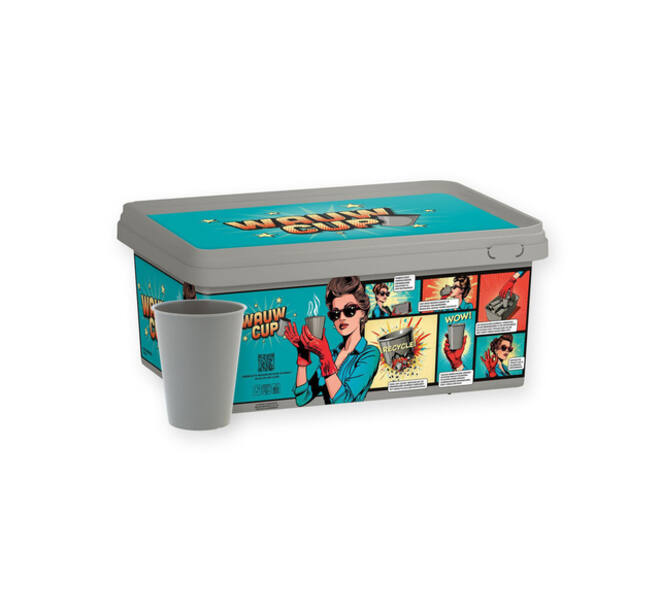 Koffiebeker IEZZY 180ml herbruikbaar Wauw 150 stuks grijs