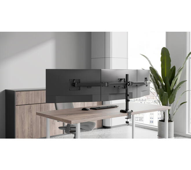 Monitorarm Neomounts NERO triple 17-27" zwart