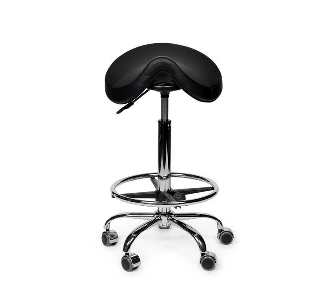 Zadelkruk Office Premium standaard met voetring harde wielen zw