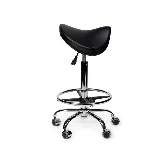 Zadelkruk Office Premium standaard met voetring harde wielen zw