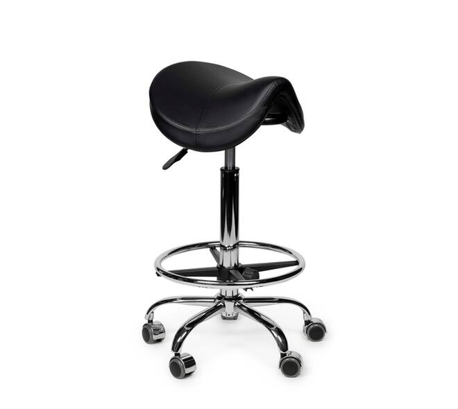 Zadelkruk Office Premium standaard met voetring harde wielen zw