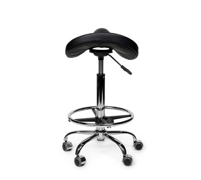 Zadelkruk Office Premium standaard met voetring harde wielen zw