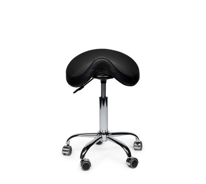 Zadelkruk Office Premium laag zonder voetring harde wielen zw