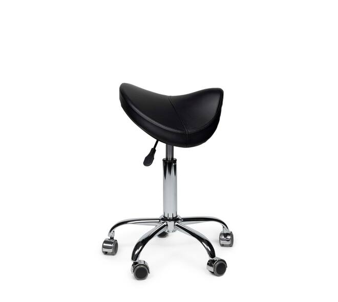 Zadelkruk Office Premium laag zonder voetring harde wielen zw