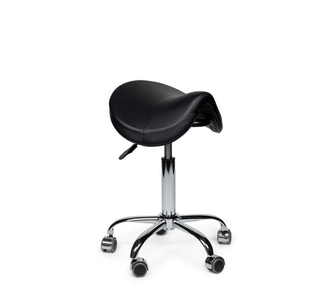 Zadelkruk Office Premium laag zonder voetring harde wielen zw