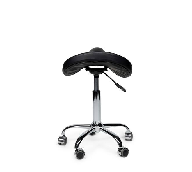 Zadelkruk Office Premium laag zonder voetring harde wielen zw