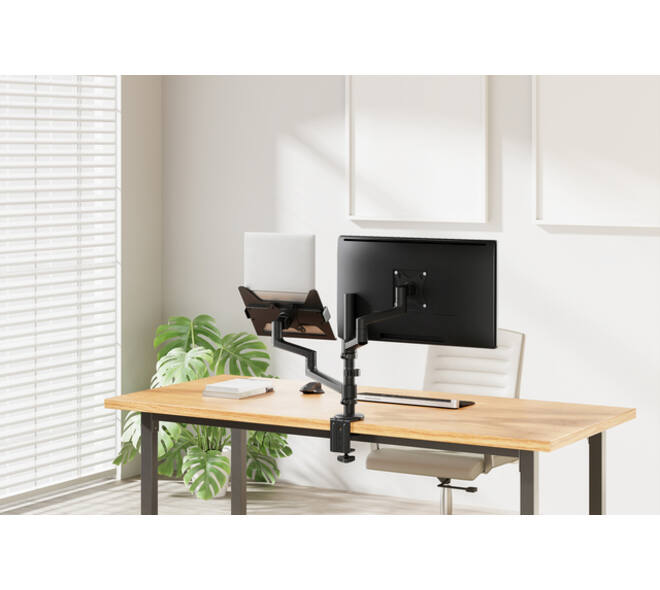 Monitorarm met laptophouder Neomounts NEXT Lite single 17-27" zwart