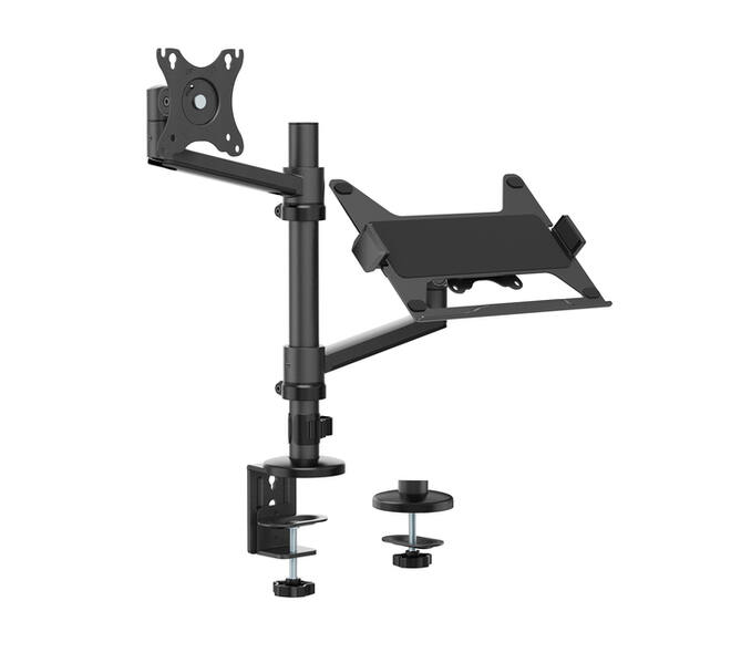 Monitorarm met laptophouder Neomounts NEXT Lite single 17-27" zwart